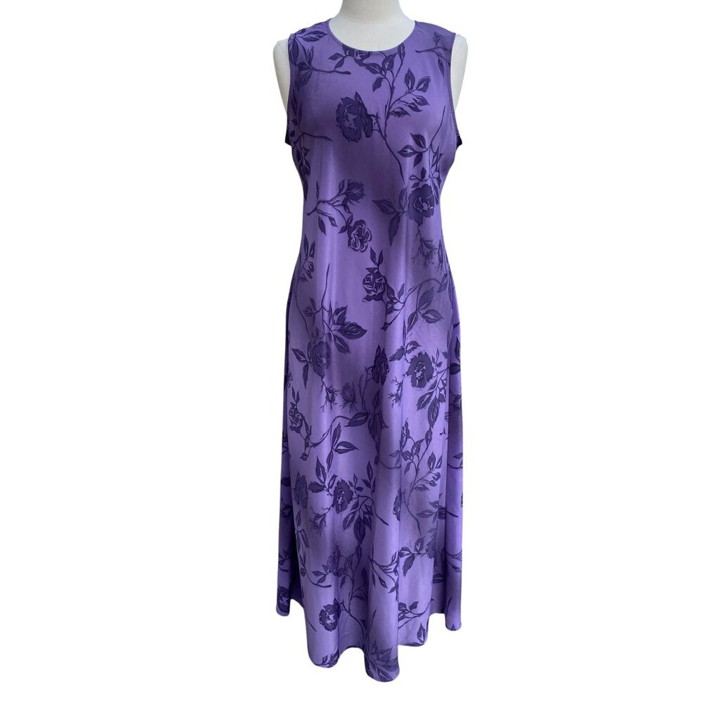 Vintage Lisa Jo Floral Maxi Dress Purple Whimsigoth Sleeveless Wedding 90s-15/16